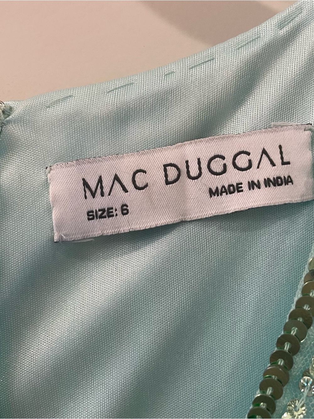 NWT Mac Duggal 5509 Sage Green Sequin V-Neck Ballgown 6 - Picture 8 of 8